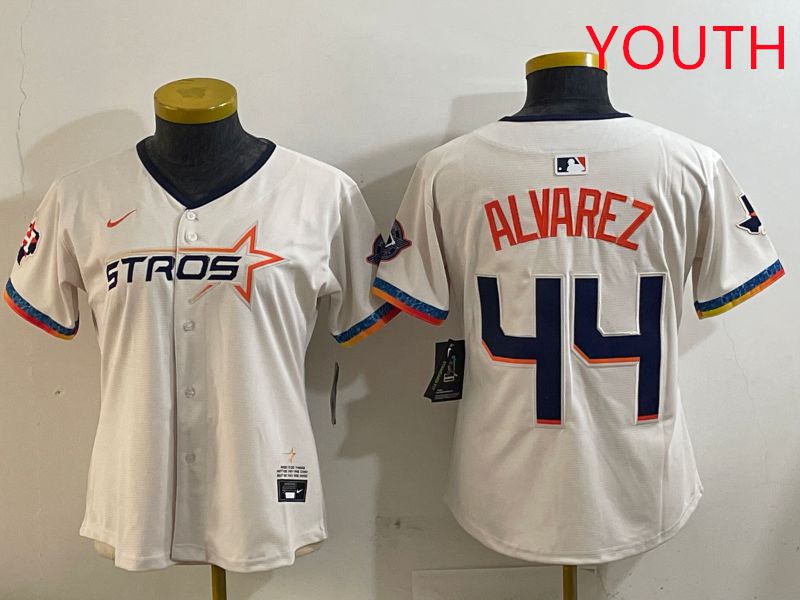 Youth Houston Astros #44 Alvarez Cream Fourth generation Joint Name Nike 2025 MLB Jersey style 1->youth mlb jersey->Youth Jersey